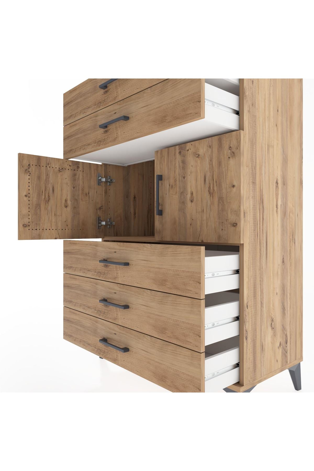 Hyperion Dolap Tek Raflı 5 Çekmeceli 2 Kapaklı 88x44x134 - S51M103V9B