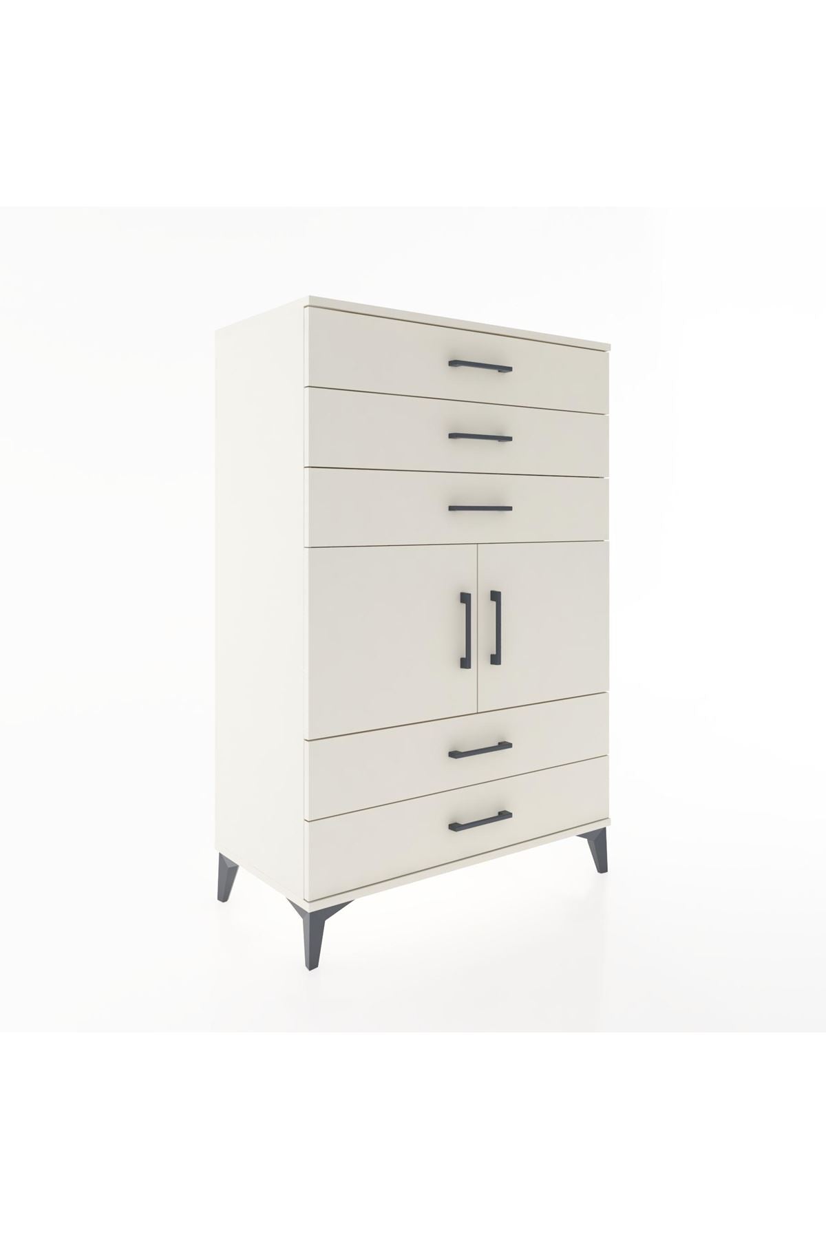 Hyperion Dolap Tek Raflı 5 Çekmeceli 2 Kapaklı 88x44x134 - S51M104V1B