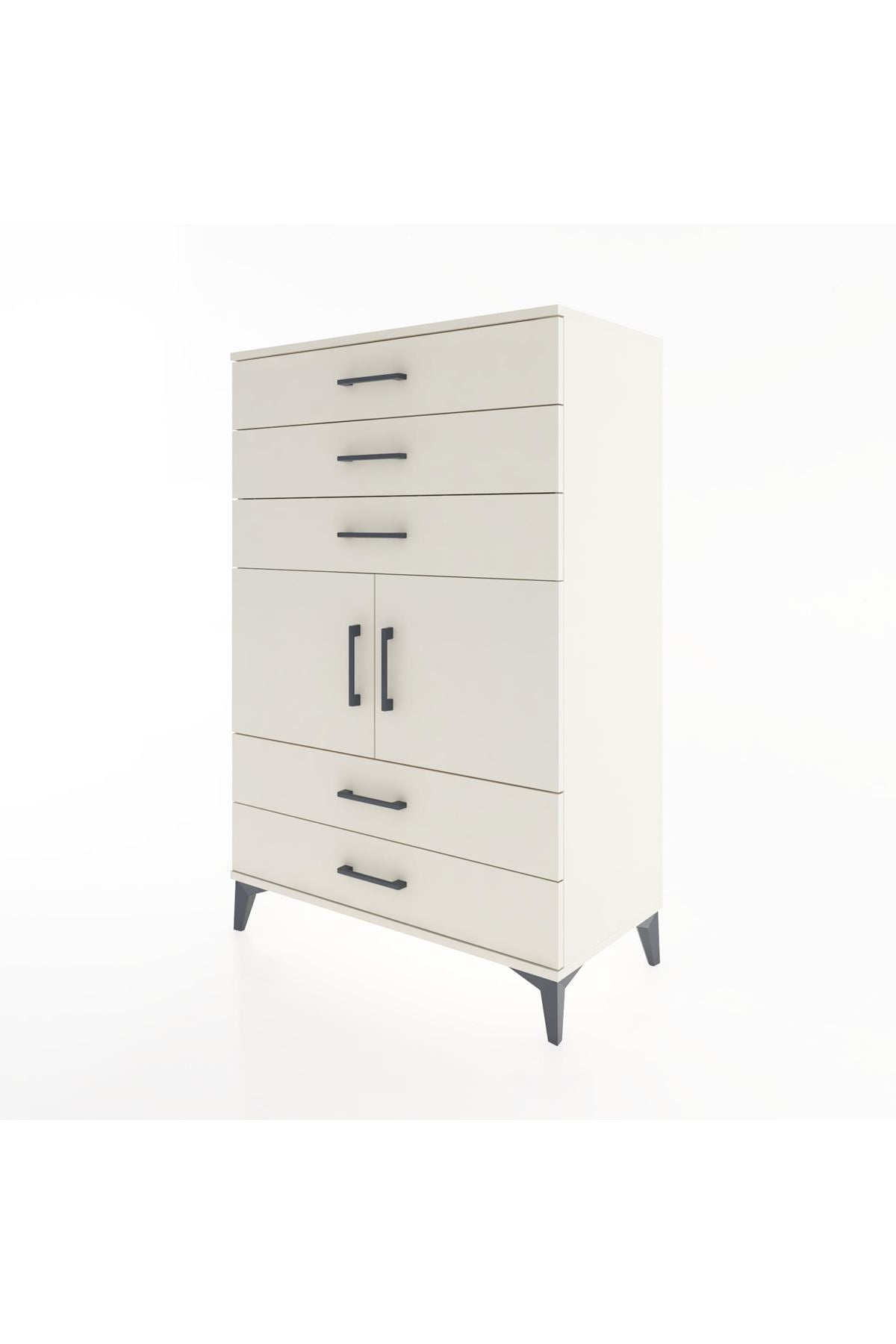 Hyperion Dolap Tek Raflı 5 Çekmeceli 2 Kapaklı 88x44x134 - S51M104V1B