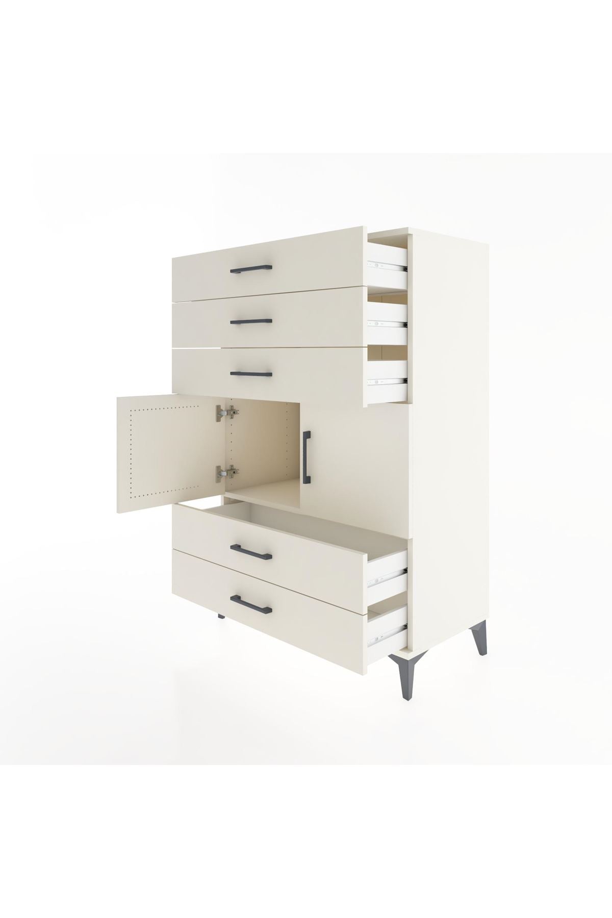 Hyperion Dolap Tek Raflı 5 Çekmeceli 2 Kapaklı 88x44x134 - S51M104V1B