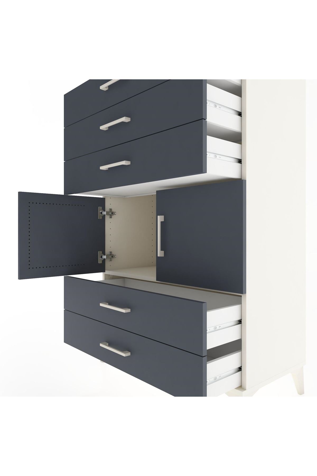 Hyperion Dolap Tek Raflı 5 Çekmeceli 2 Kapaklı 88x44x134 - S51M104V2B