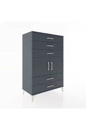 Hyperion Dolap Tek Raflı 5 Çekmeceli 2 Kapaklı 88x44x134 Antrasit-Antrasit