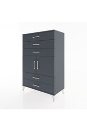 Hyperion Dolap Tek Raflı 5 Çekmeceli 2 Kapaklı 88x44x134 Antrasit-Antrasit