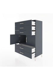 Hyperion Dolap Tek Raflı 5 Çekmeceli 2 Kapaklı 88x44x134 Antrasit-Antrasit