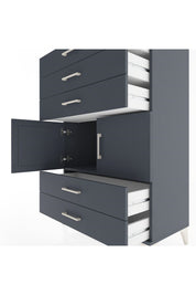 Hyperion Dolap Tek Raflı 5 Çekmeceli 2 Kapaklı 88x44x134 Antrasit-Antrasit