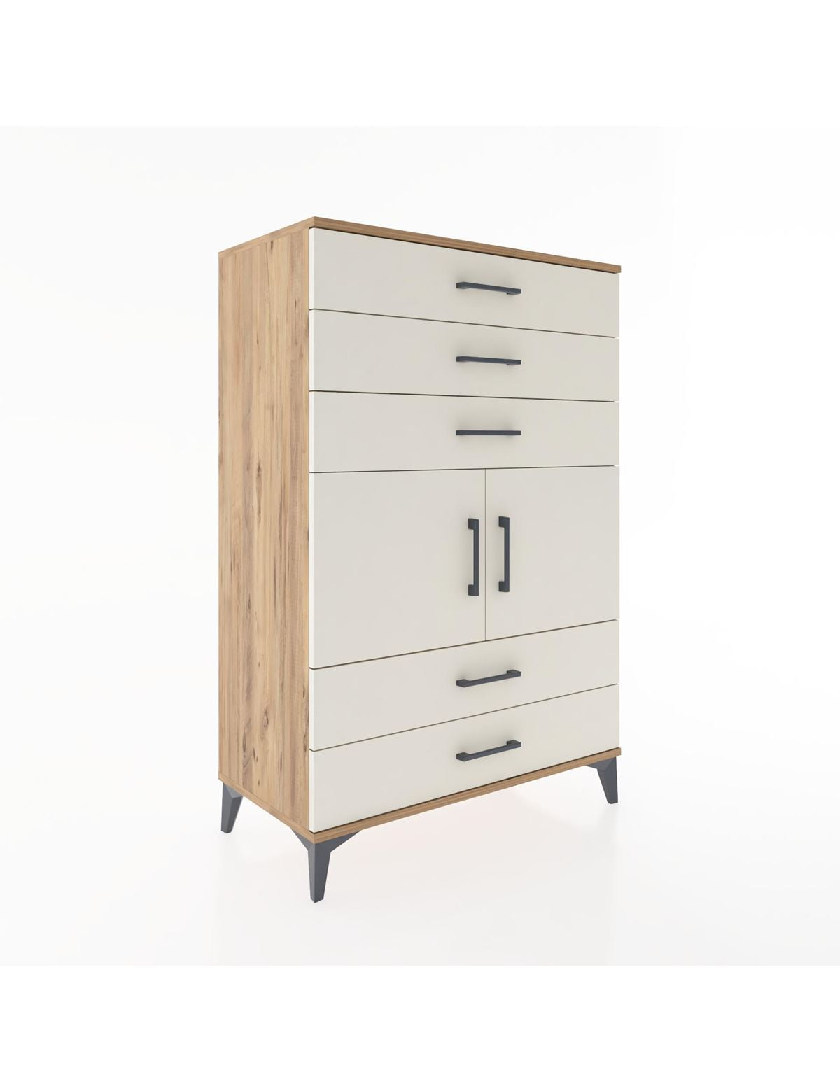 Hyperion Dolap Tek Raflı 5 Çekmeceli 2 Kapaklı 88x44x134 - S51M104V7B