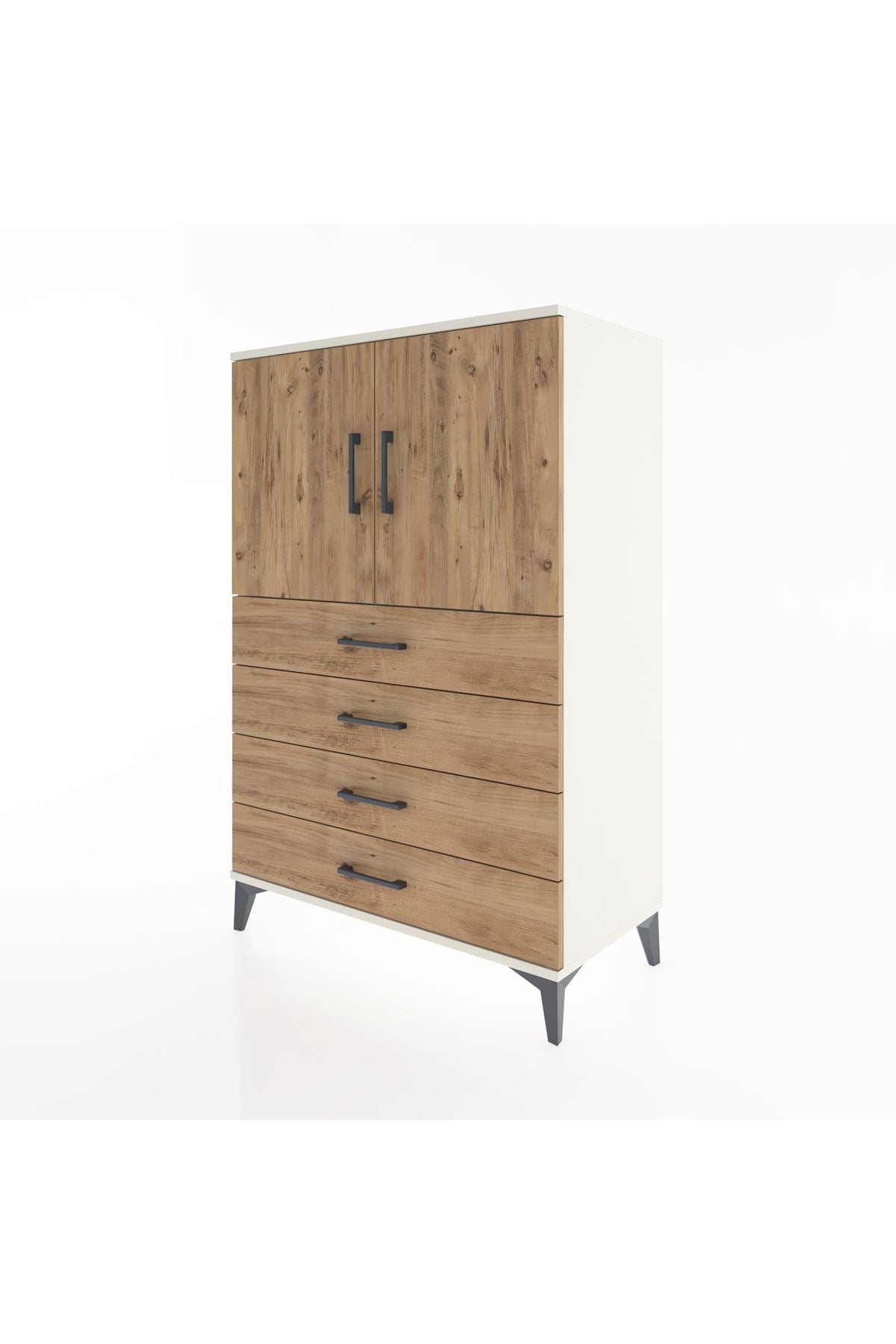 Hyperion Dolap 2 Raflı 4 Çekmeceli 2 Kapaklı 88x44x134 Aytaşı-Çam