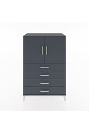 Hyperion Dolap 2 Raflı 4 Çekmeceli 2 Kapaklı 88x44x134 Antrasit-Antrasit