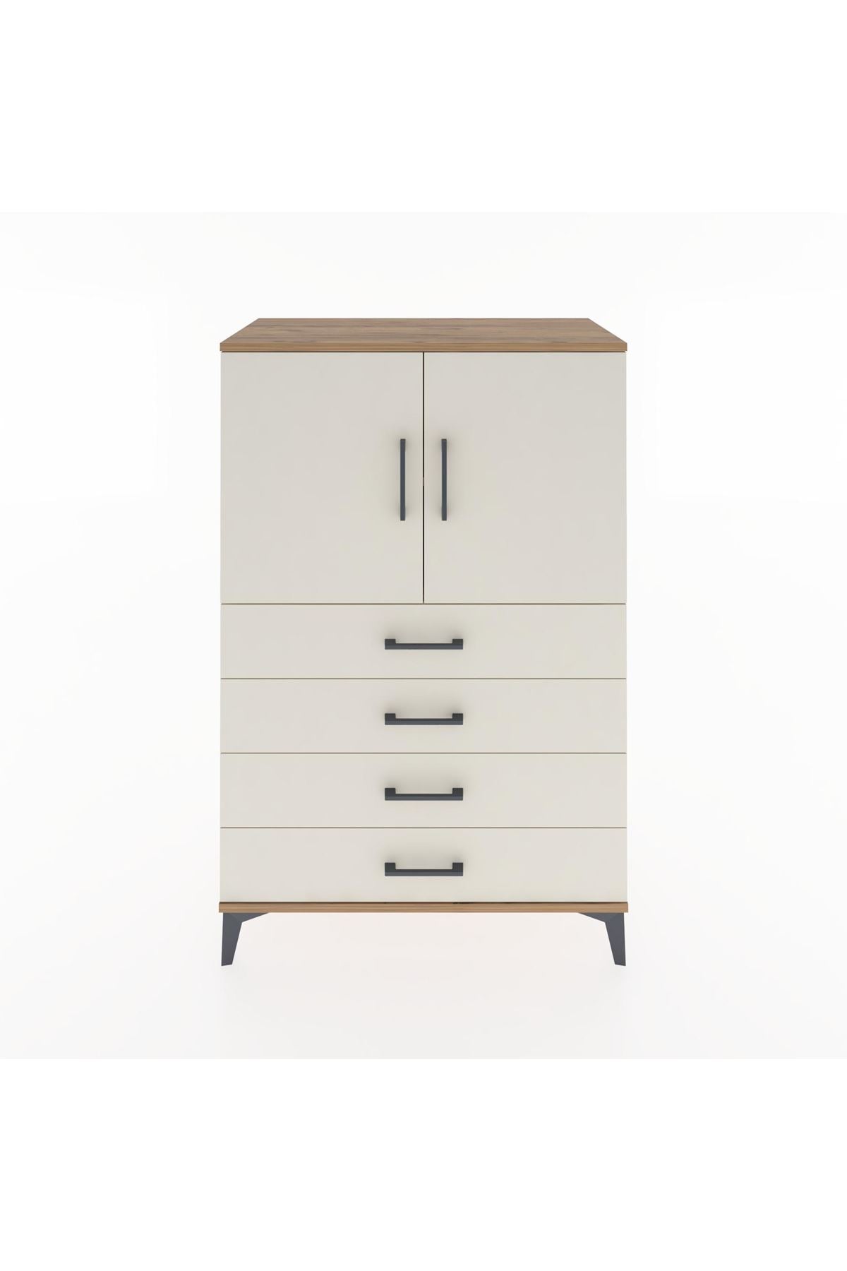 Hyperion Dolap 2 Raflı 4 Çekmeceli 2 Kapaklı 88x44x134 Çam-Aytaşı