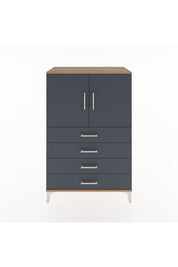 Hyperion Dolap 2 Raflı 4 Çekmeceli 2 Kapaklı 88x44x134 Çam-Antrasit