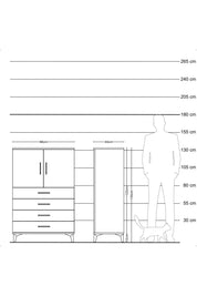 Hyperion Dolap 2 Raflı 4 Çekmeceli 2 Kapaklı 88x44x134 Çam-Antrasit