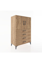 Hyperion Dolap 2 Raflı 4 Çekmeceli 2 Kapaklı 88x44x134 Çam-Çam