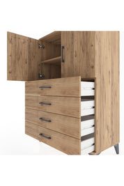 Hyperion Dolap 2 Raflı 4 Çekmeceli 2 Kapaklı 88x44x134 Çam-Çam