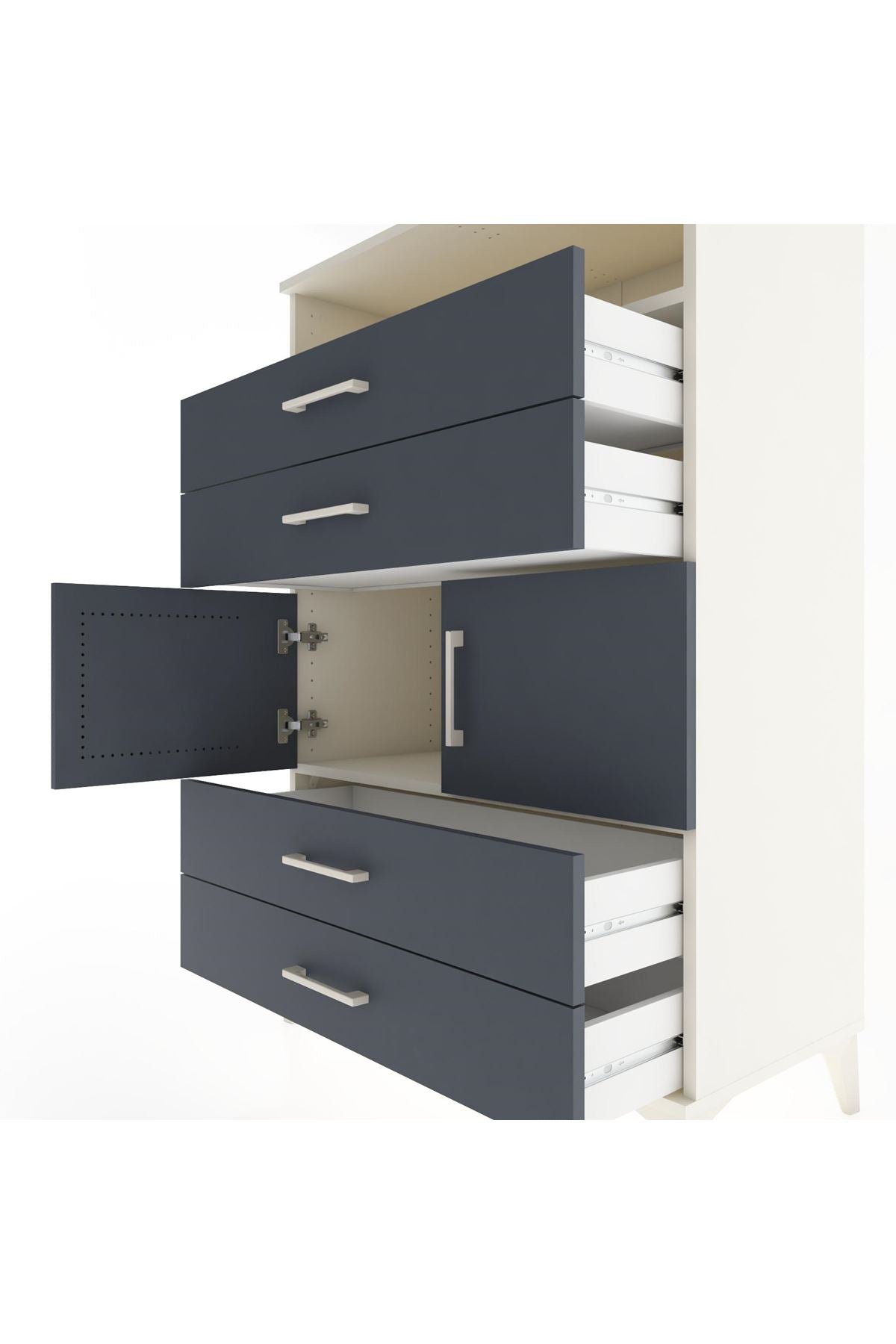 Hyperion Dolap 2 Raflı 4 Çekmeceli 2 Kapaklı 88x44x134 Aytaşı-Antrasit