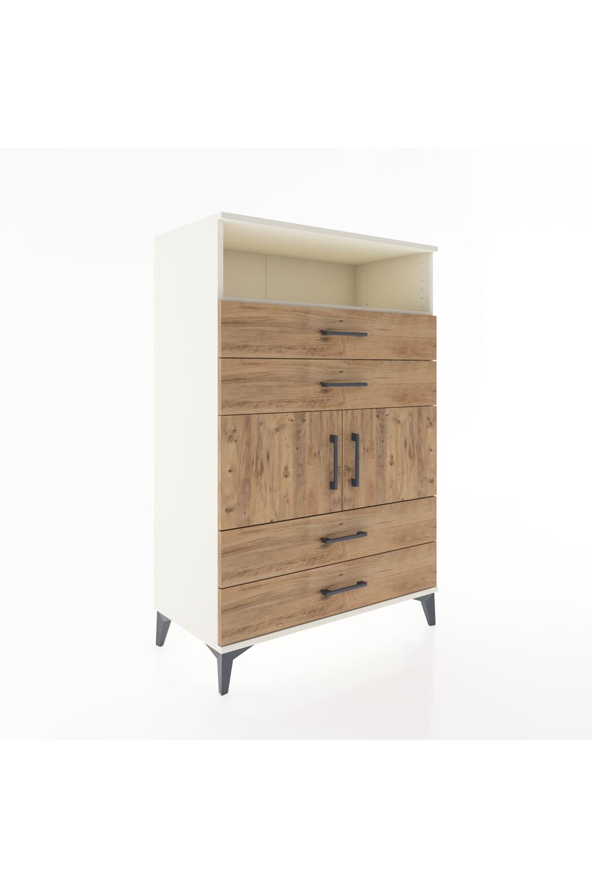 Hyperion Dolap 2 Raflı 4 Çekmeceli 2 Kapaklı 88x44x134 Aytaşı-Çam