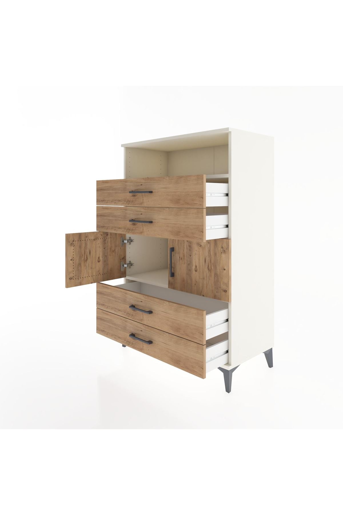 Hyperion Dolap 2 Raflı 4 Çekmeceli 2 Kapaklı 88x44x134 Aytaşı-Çam