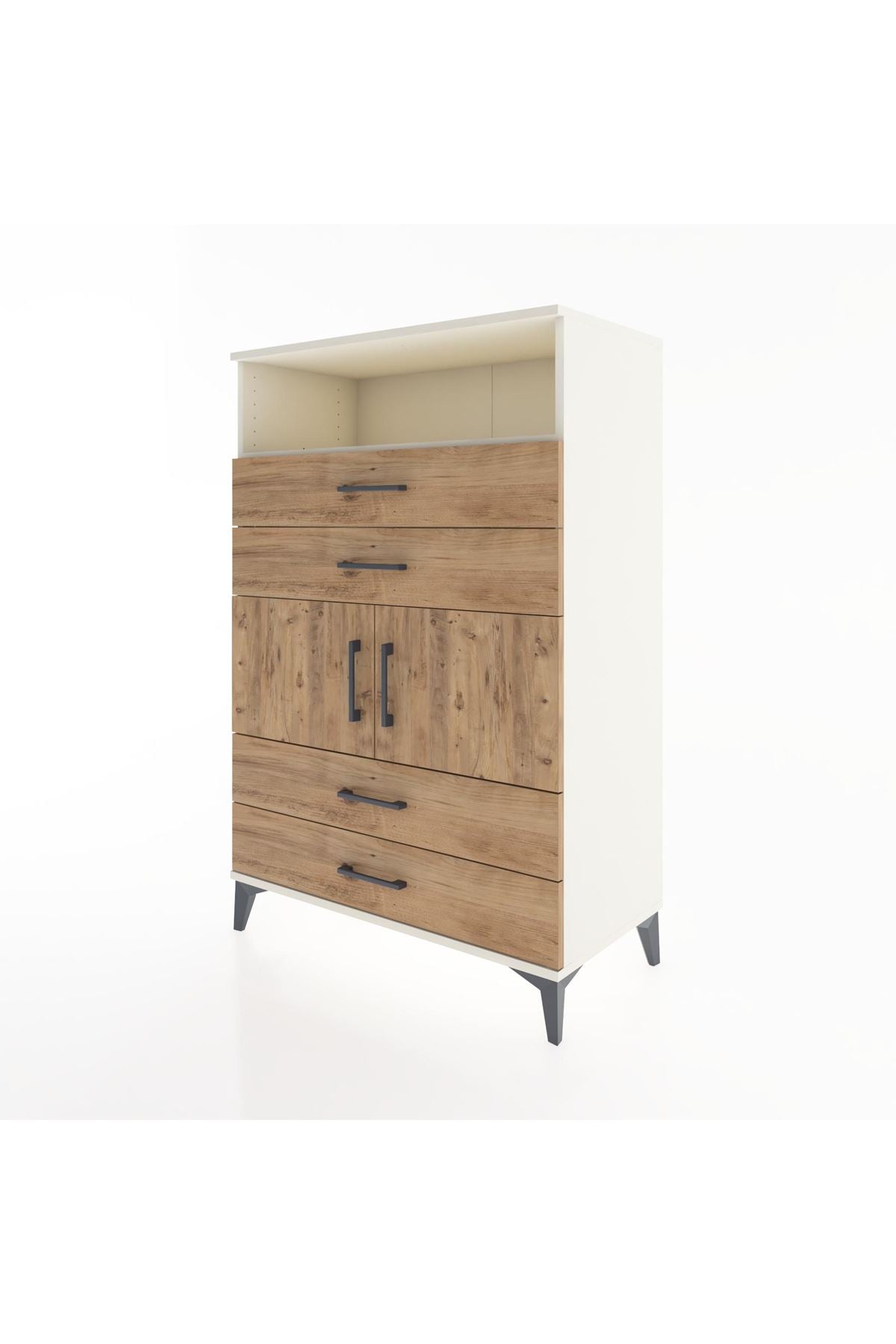 Hyperion Dolap 2 Raflı 4 Çekmeceli 2 Kapaklı 88x44x134 Aytaşı-Çam