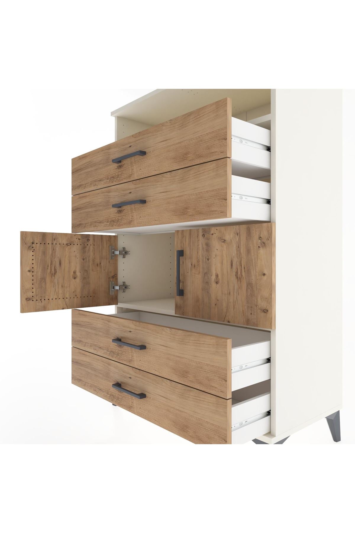 Hyperion Dolap 2 Raflı 4 Çekmeceli 2 Kapaklı 88x44x134 Aytaşı-Çam