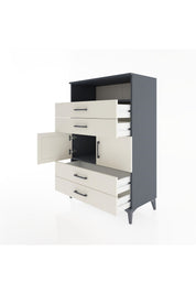 Hyperion Dolap 2 Raflı 4 Çekmeceli 2 Kapaklı 88x44x134 Antrasit-Aytaşı