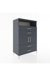 Hyperion Dolap 2 Raflı 4 Çekmeceli 2 Kapaklı 88x44x134 Antrasit-Antrasit