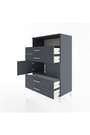 Hyperion Dolap 2 Raflı 4 Çekmeceli 2 Kapaklı 88x44x134 Antrasit-Antrasit