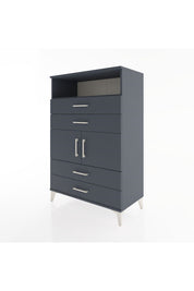 Hyperion Dolap 2 Raflı 4 Çekmeceli 2 Kapaklı 88x44x134 Antrasit-Antrasit