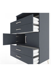 Hyperion Dolap 2 Raflı 4 Çekmeceli 2 Kapaklı 88x44x134 Antrasit-Antrasit