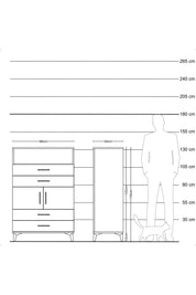 Hyperion Dolap 2 Raflı 4 Çekmeceli 2 Kapaklı 88x44x134 Antrasit-Antrasit