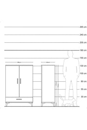 Hyperion Dolap 3 Raflı Tek Çekmeceli 2 Kapaklı 88x44x134 Çam-Çam