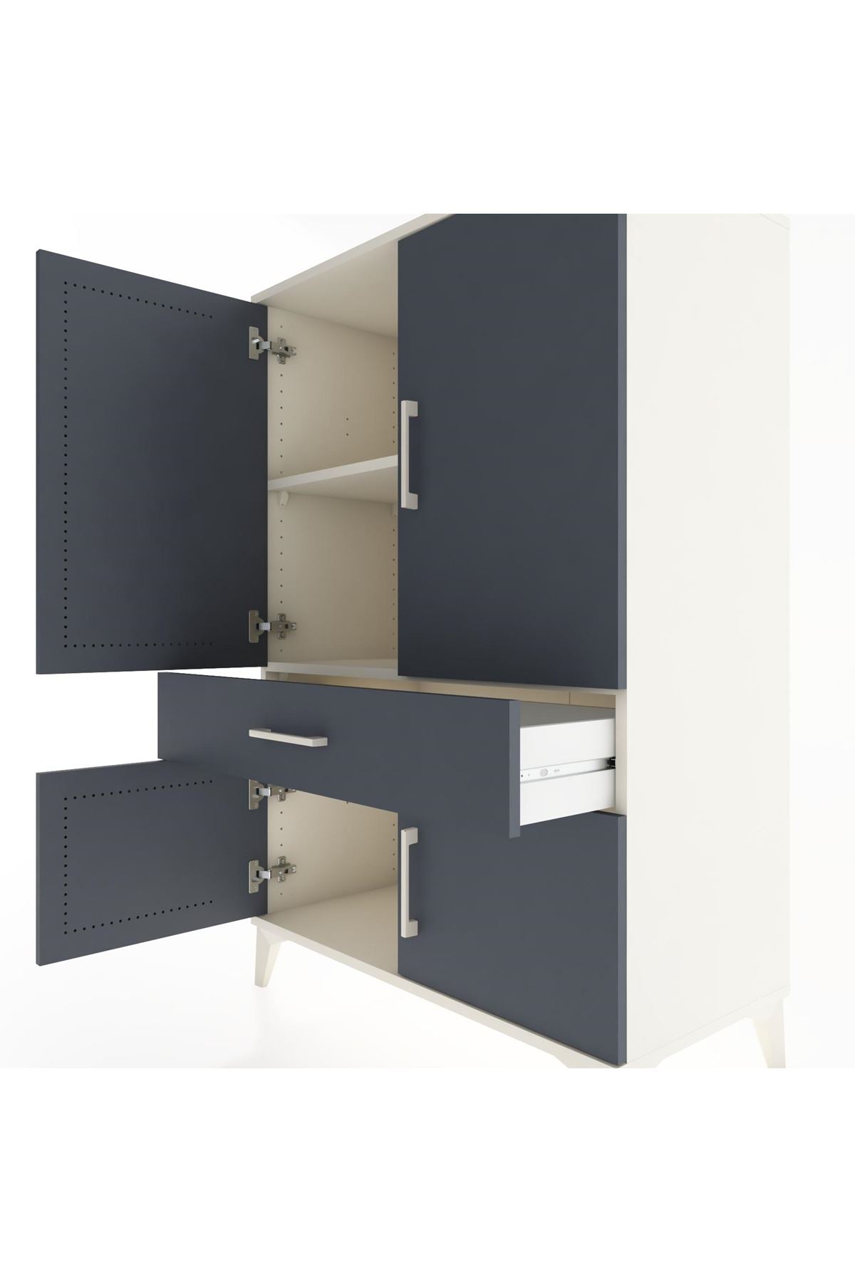 Hyperion Dolap 2 Raflı Tek Çekmeceli 4 Kapaklı 88x44x134 Aytaşı-Antrasit