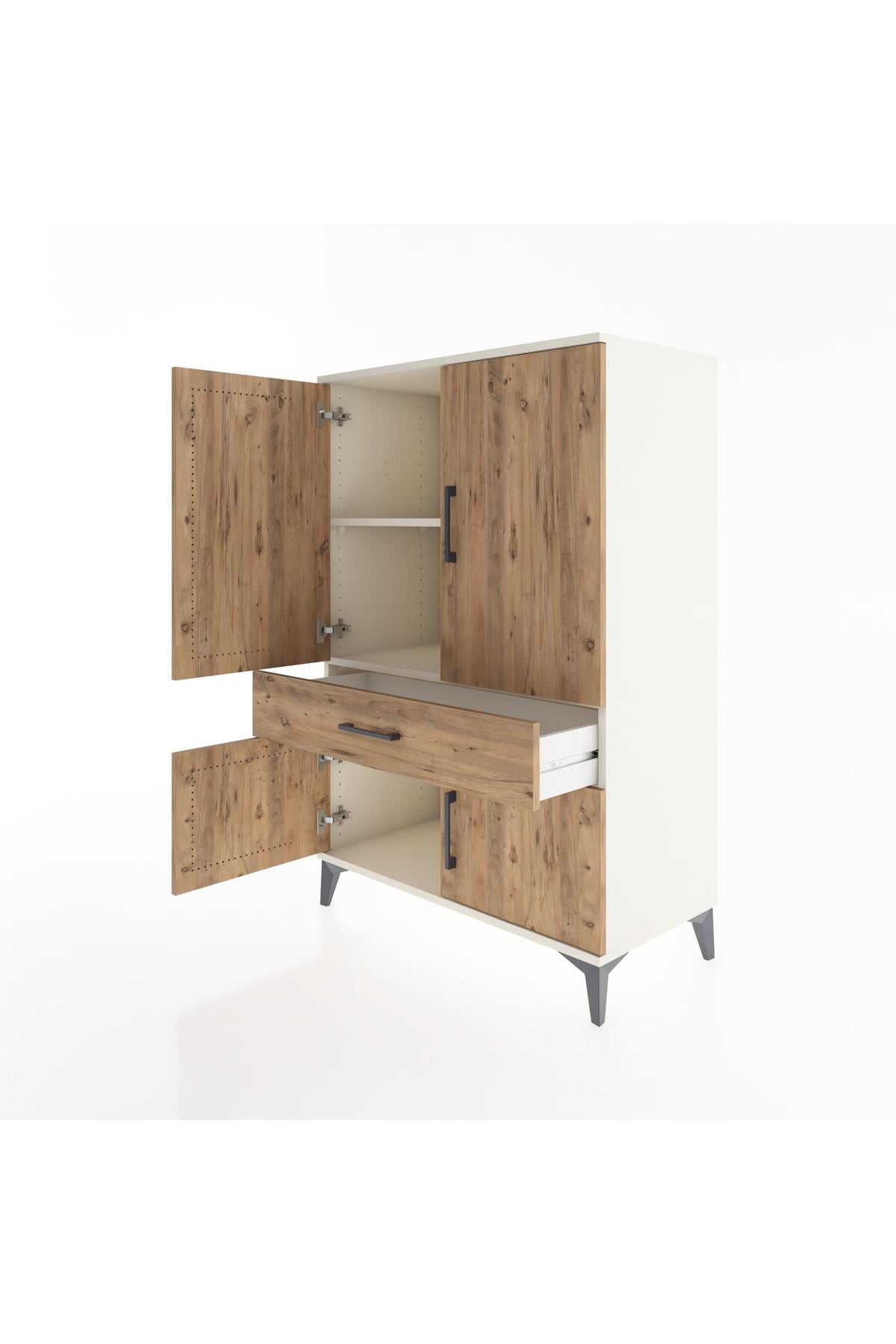 Hyperion Dolap 2 Raflı Tek Çekmeceli 4 Kapaklı 88x44x134 Aytaşı-Çam