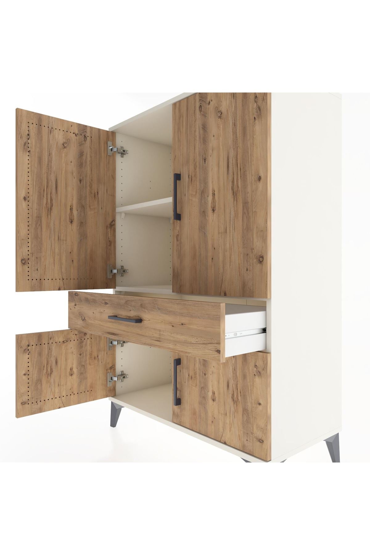 Hyperion Dolap 2 Raflı Tek Çekmeceli 4 Kapaklı 88x44x134 Aytaşı-Çam