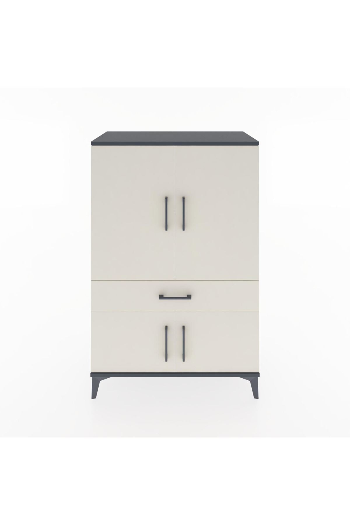Hyperion Dolap 2 Raflı Tek Çekmeceli 4 Kapaklı 88x44x134 Antrasit-Aytaşı