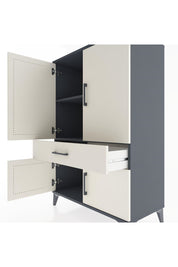 Hyperion Dolap 2 Raflı Tek Çekmeceli 4 Kapaklı 88x44x134 Antrasit-Aytaşı