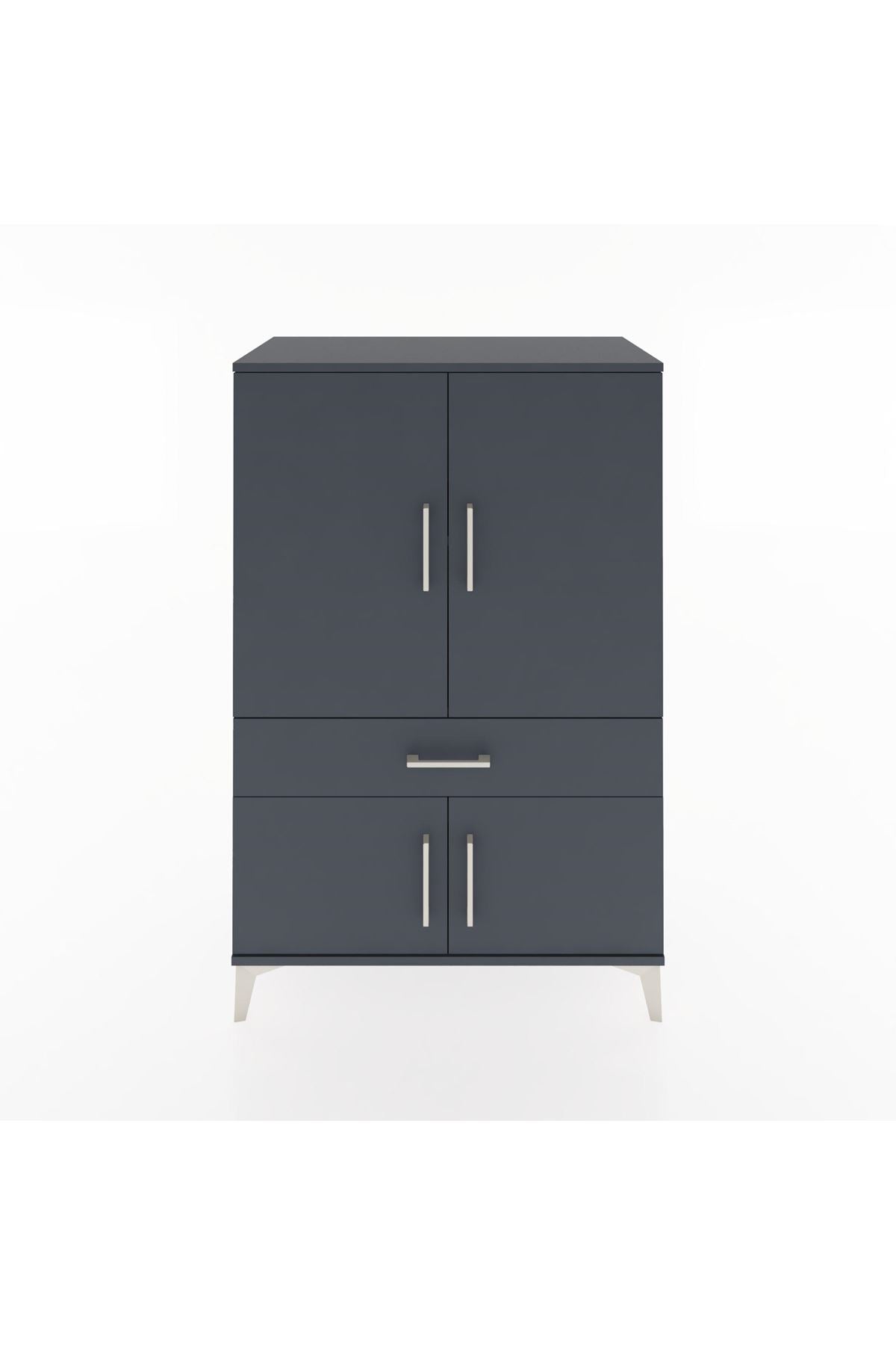Hyperion Dolap 2 Raflı Tek Çekmeceli 4 Kapaklı 88x44x134 Antrasit-Antrasit