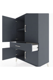 Hyperion Dolap 2 Raflı Tek Çekmeceli 4 Kapaklı 88x44x134 Antrasit-Antrasit