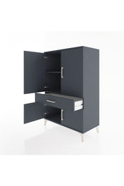 Hyperion Dolap 2 Raflı Tek Çekmeceli 4 Kapaklı 88x44x134 Antrasit-Antrasit