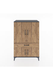 Hyperion Dolap 2 Raflı Tek Çekmeceli 4 Kapaklı 88x44x134 Antrasit-Çam