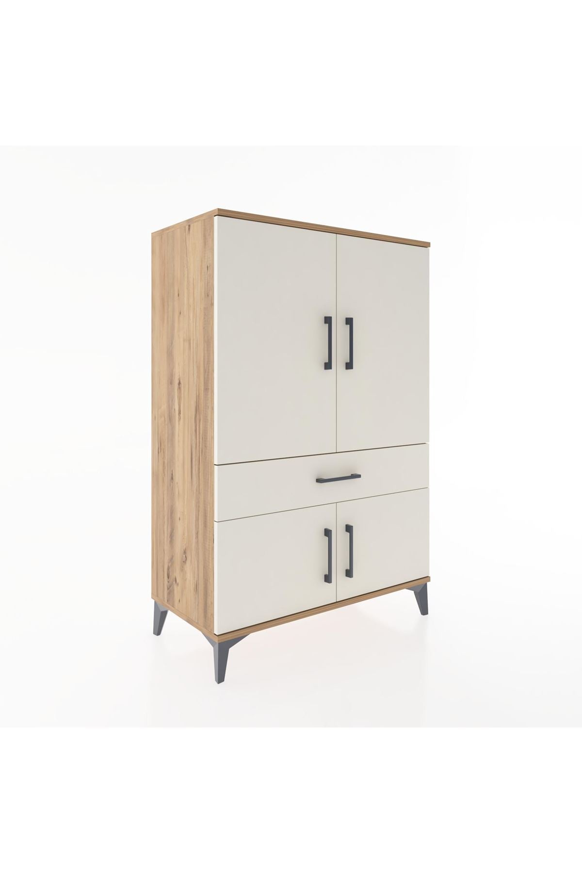 Hyperion Dolap 2 Raflı Tek Çekmeceli 4 Kapaklı 88x44x134 Çam-Aytaşı