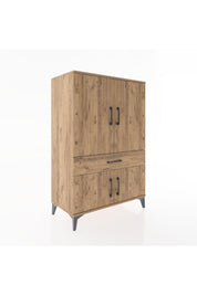 Hyperion Dolap 2 Raflı Tek Çekmeceli 4 Kapaklı 88x44x134 Çam-Çam