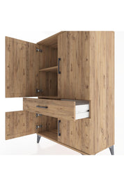 Hyperion Dolap 2 Raflı Tek Çekmeceli 4 Kapaklı 88x44x134 Çam-Çam