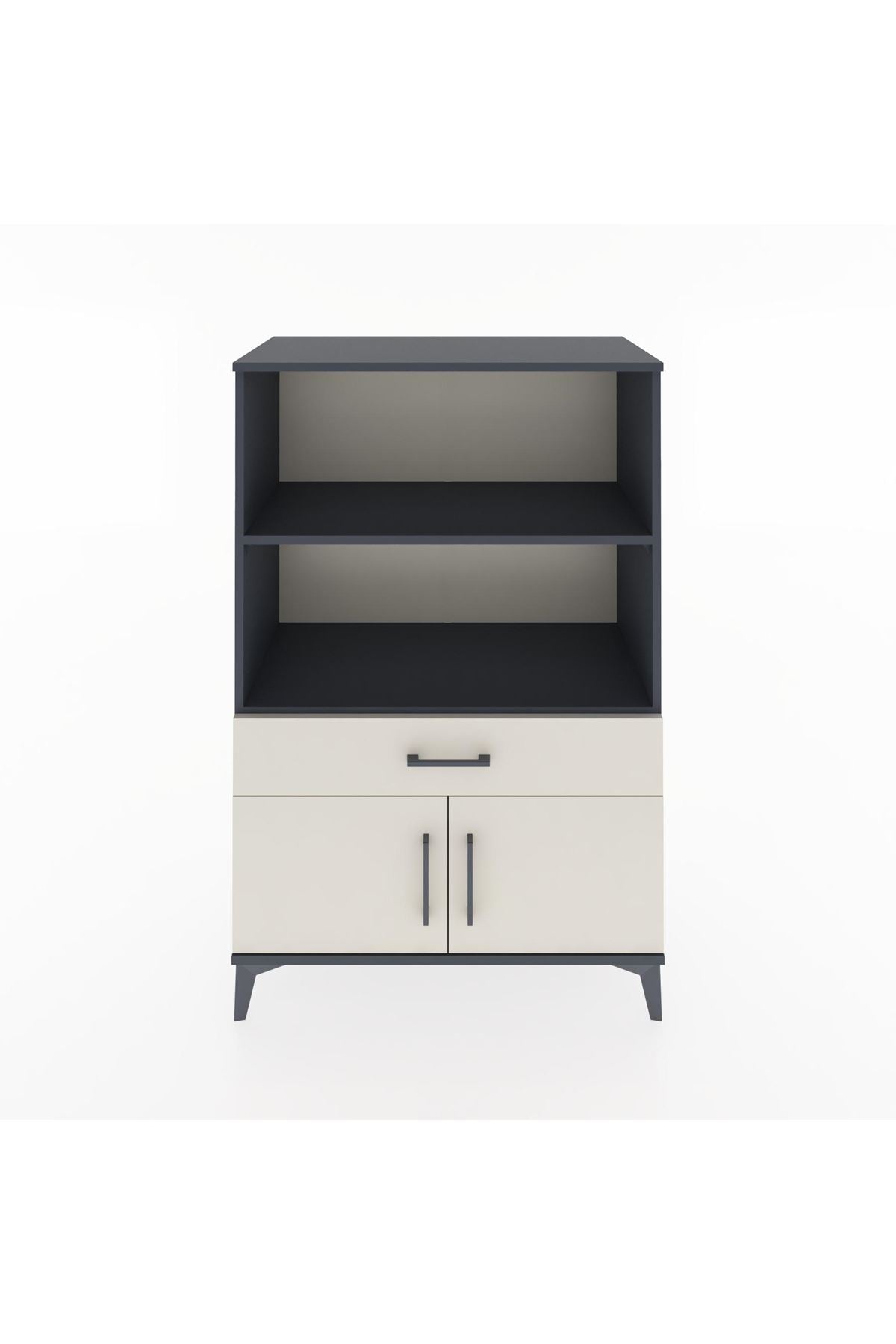 Hyperion Dolap 2 Raflı Tek Çekmeceli 2 Kapaklı 88x44x134 Antrasit-Aytaşı