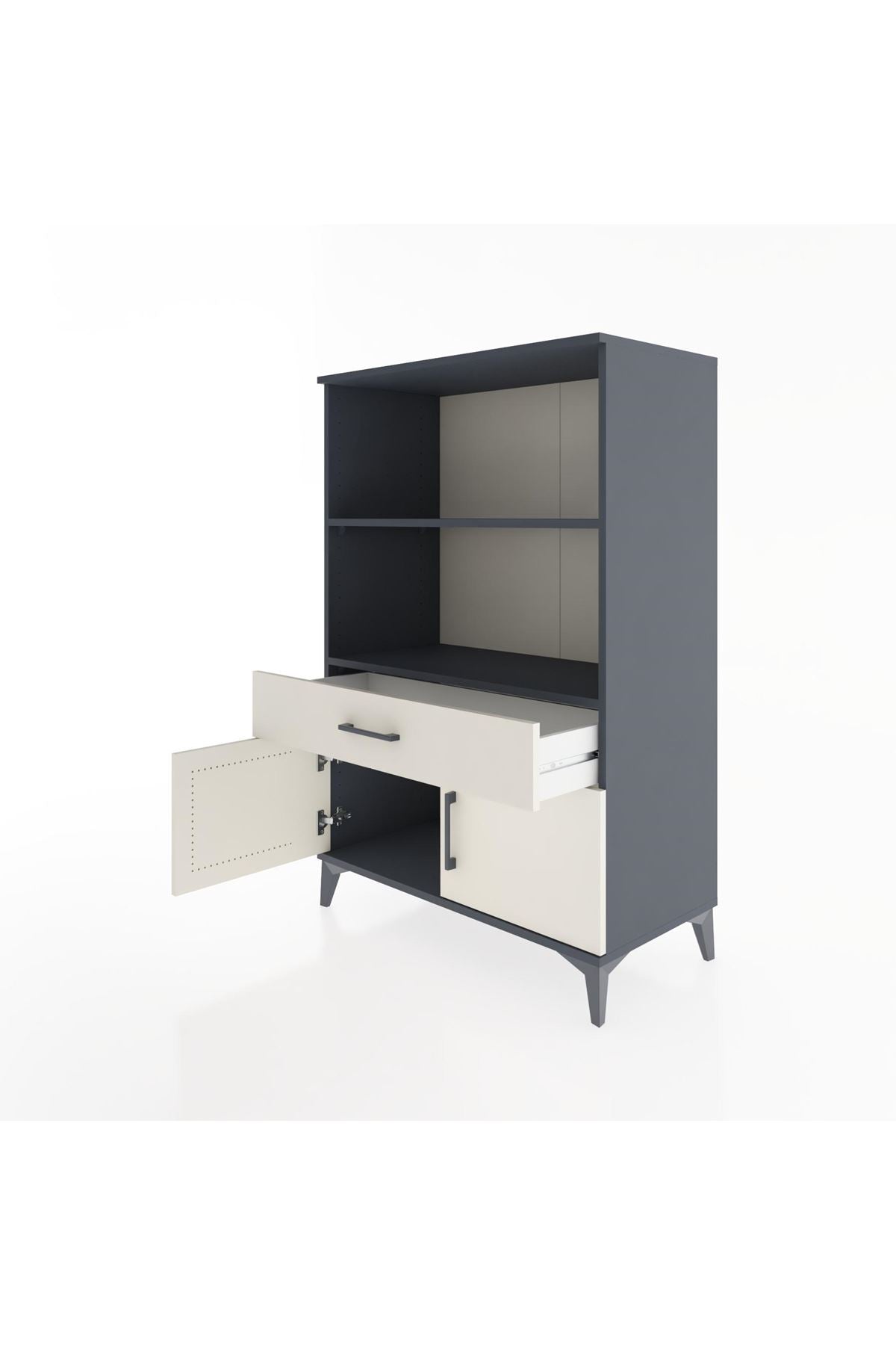 Hyperion Dolap 2 Raflı Tek Çekmeceli 2 Kapaklı 88x44x134 Antrasit-Aytaşı