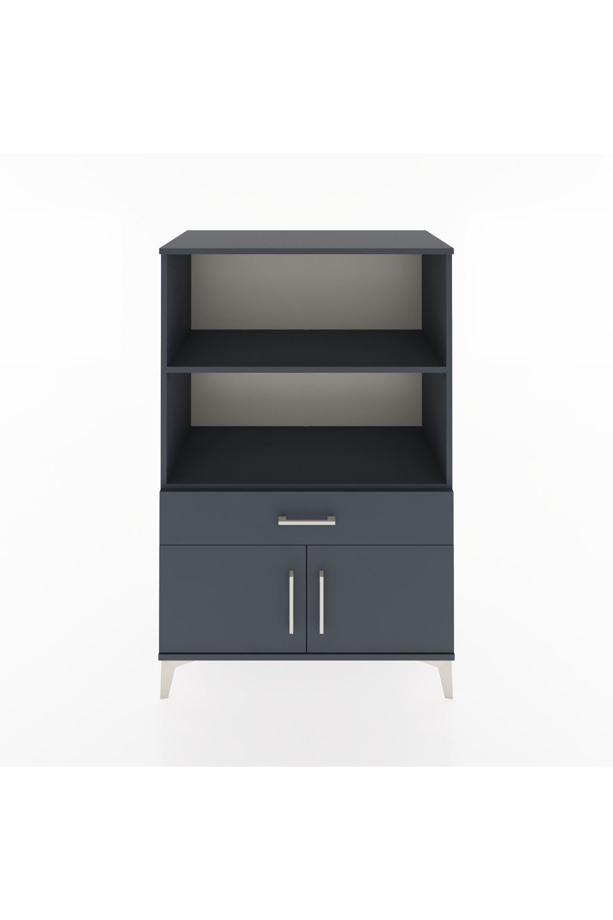 Hyperion Dolap 2 Raflı Tek Çekmeceli 2 Kapaklı 88x44x134 Antrasit-Antrasit