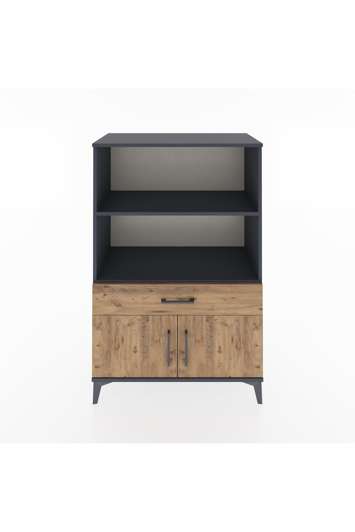 Hyperion Dolap 2 Raflı Tek Çekmeceli 2 Kapaklı 88x44x134 Antrasit-Çam