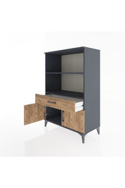 Hyperion Dolap 2 Raflı Tek Çekmeceli 2 Kapaklı 88x44x134 Antrasit-Çam
