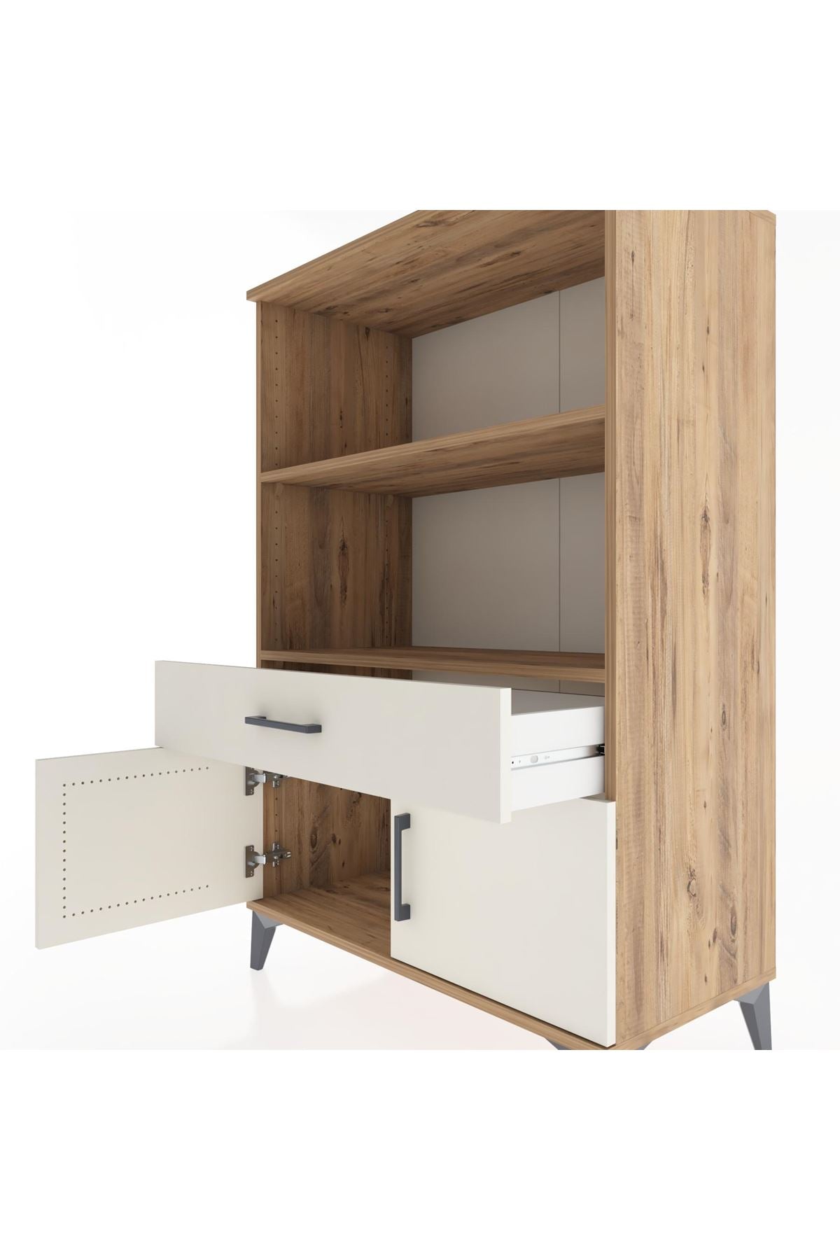 Hyperion Dolap 2 Raflı Tek Çekmeceli 2 Kapaklı 88x44x134 Çam-Aytaşı