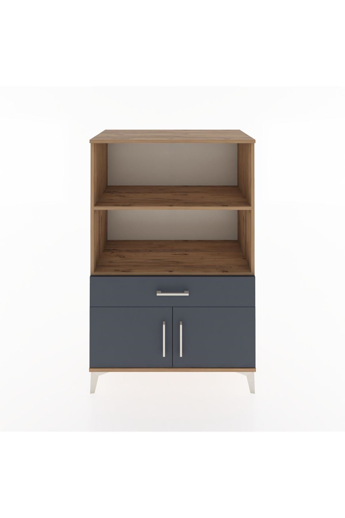 Hyperion Dolap 2 Raflı Tek Çekmeceli 2 Kapaklı 88x44x134 Çam-Antrasit