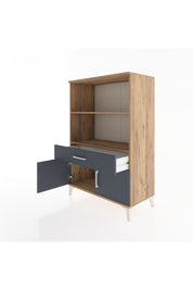 Hyperion Dolap 2 Raflı Tek Çekmeceli 2 Kapaklı 88x44x134 Çam-Antrasit