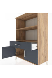 Hyperion Dolap 2 Raflı Tek Çekmeceli 2 Kapaklı 88x44x134 Çam-Antrasit